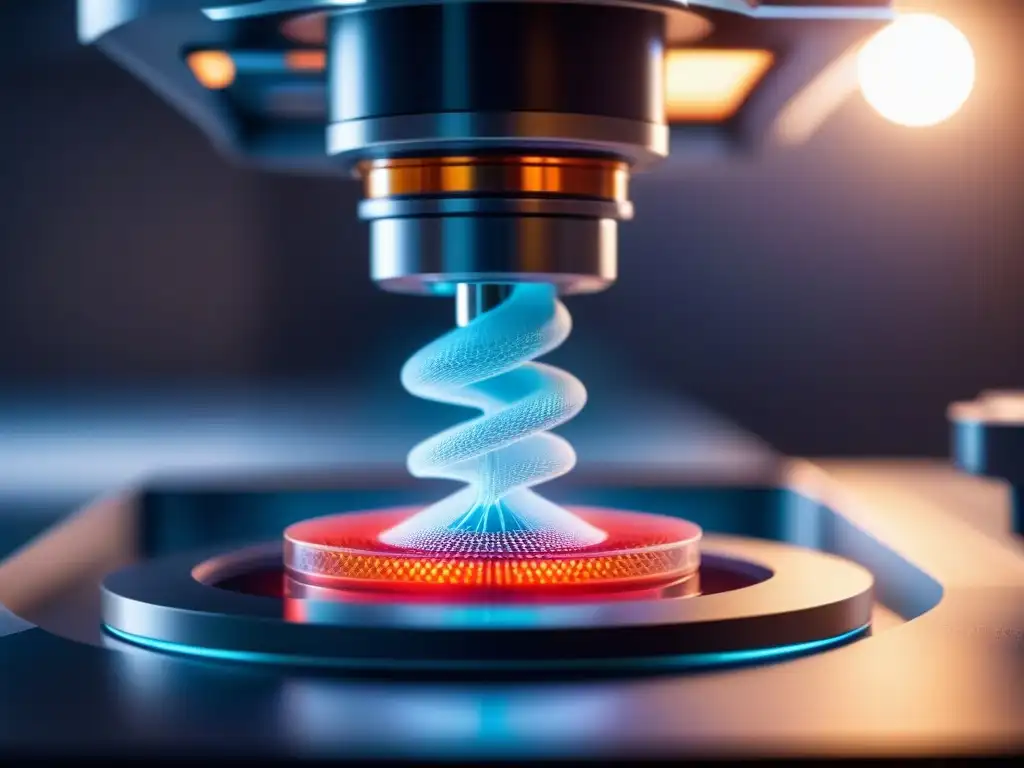 Detalle de bioimpresión de tejidos y órganos con precisión en moderno laboratorio futurista