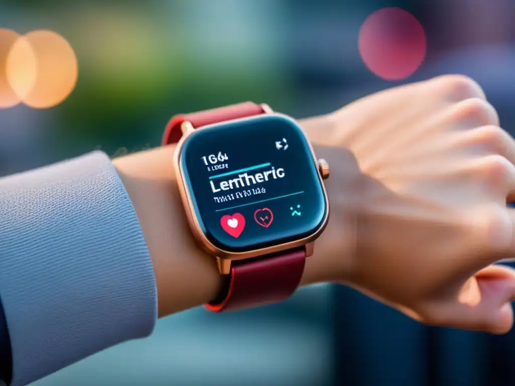 Detalles de biometría en telemedicina en un smartwatch futurista