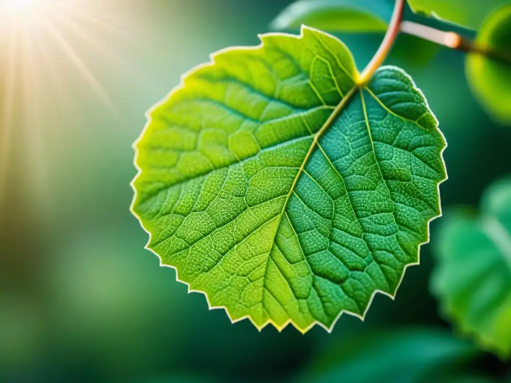 Avance agrícola: hoja verde con nanotecnología Detalles de una hoja verde con nanotecnología en la agricultura sostenible