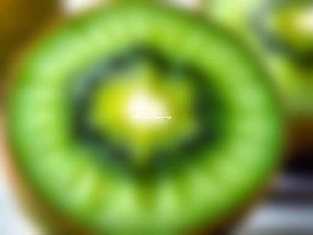 Detalles vibrantes de un kiwi verde rebanado, mostrando sus semillas y textura jugosa en un fondo blanco