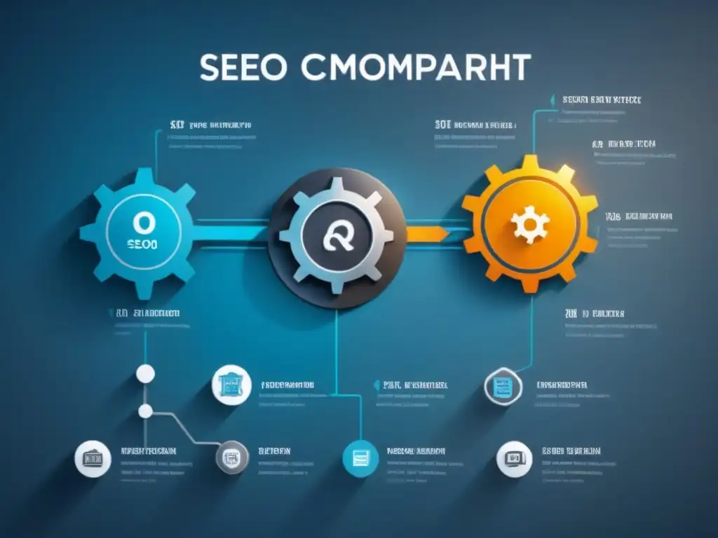 Diagrama digital de estrategias SEO adaptadas a cambios algorítmicos en sector industrial