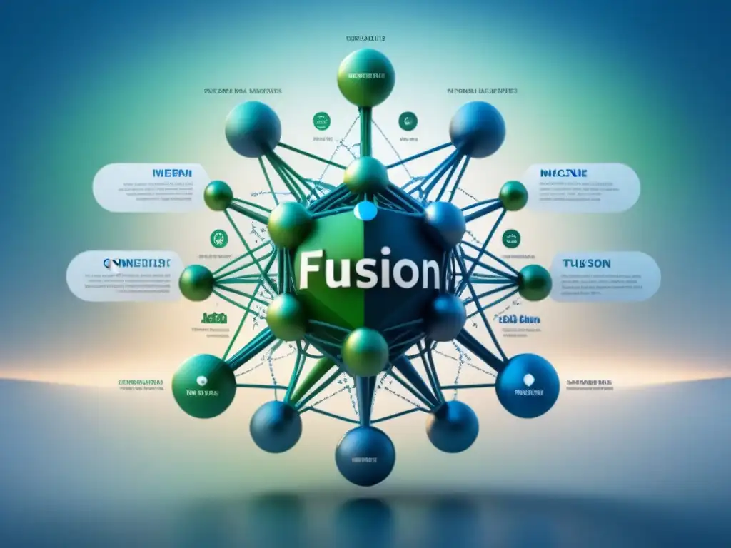 Diagrama neural complejo en tonos azules y verdes, fusionando machine learning y big data