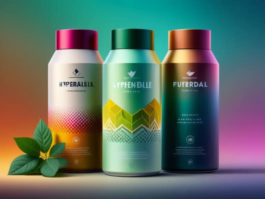 Un diseño de empaque sostenible innovador con patrones geométricos y colores naturales
