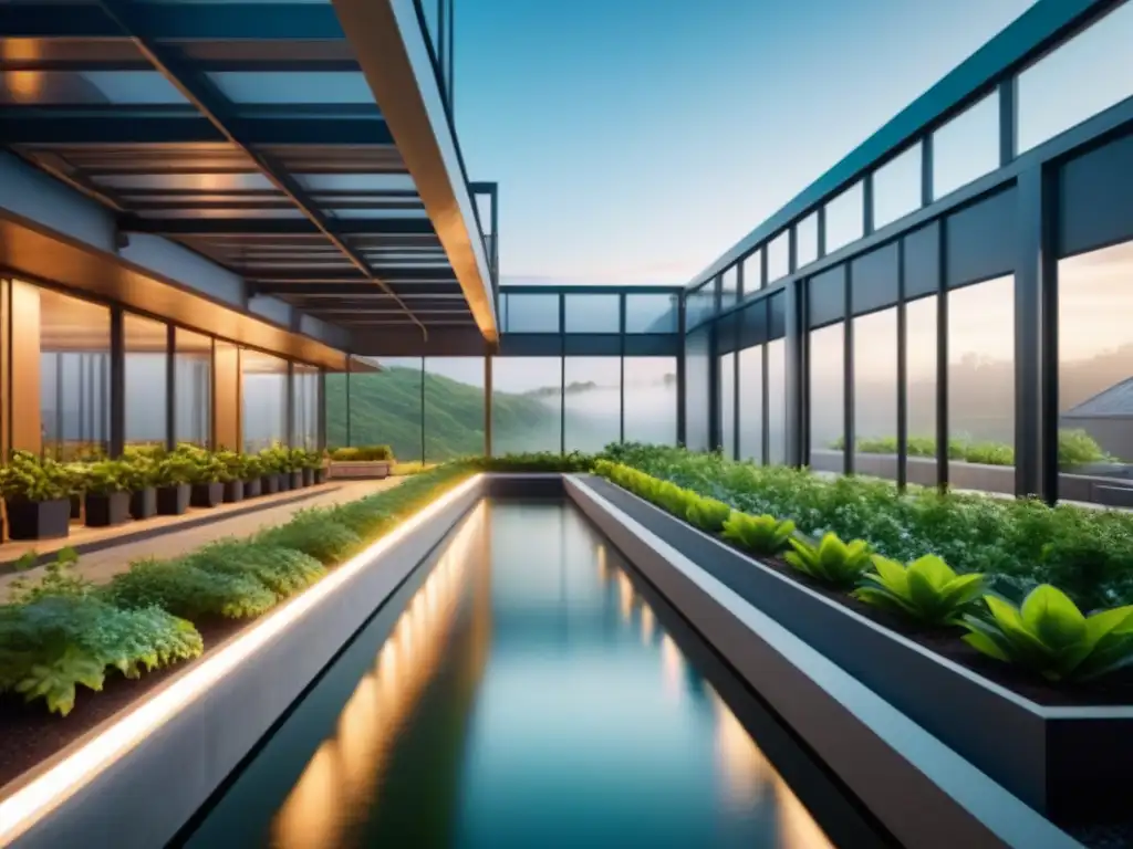 Diseño industrial más verde: planta moderna con tejado cubierto de vegetación, fusión perfecta de tecnología y naturaleza sostenible