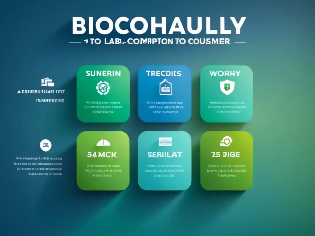 Un diseño minimalista y moderno ilustra las normativas de etiquetado en la trayectoria de productos biotecnológicos