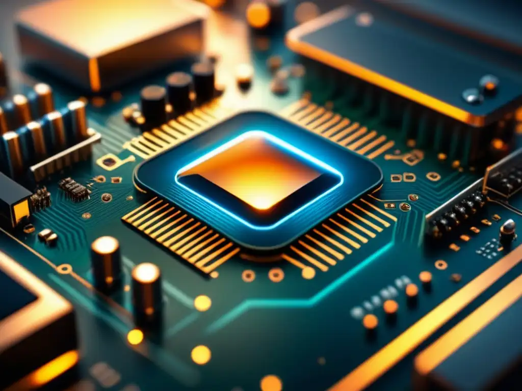 Diseño de placa de circuito intrincado, mostrando la precisión de la ingeniería electrónica