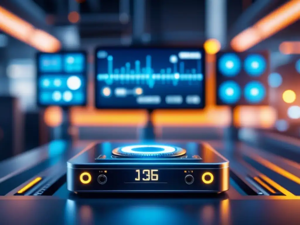 Dispositivo IoT industrial en fábrica inteligente del futuro Un dispositivo IoT industrial futurista destaca en una fábrica inteligente, un símbolo de tecnología avanzada en la Industria 4