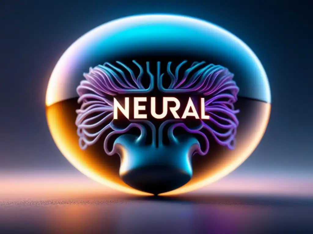Un dispositivo neuronal futurista con diseño minimalista, brillantes rutas neuronales en un fondo tecnológico oscuro, revolucionará neurociencia