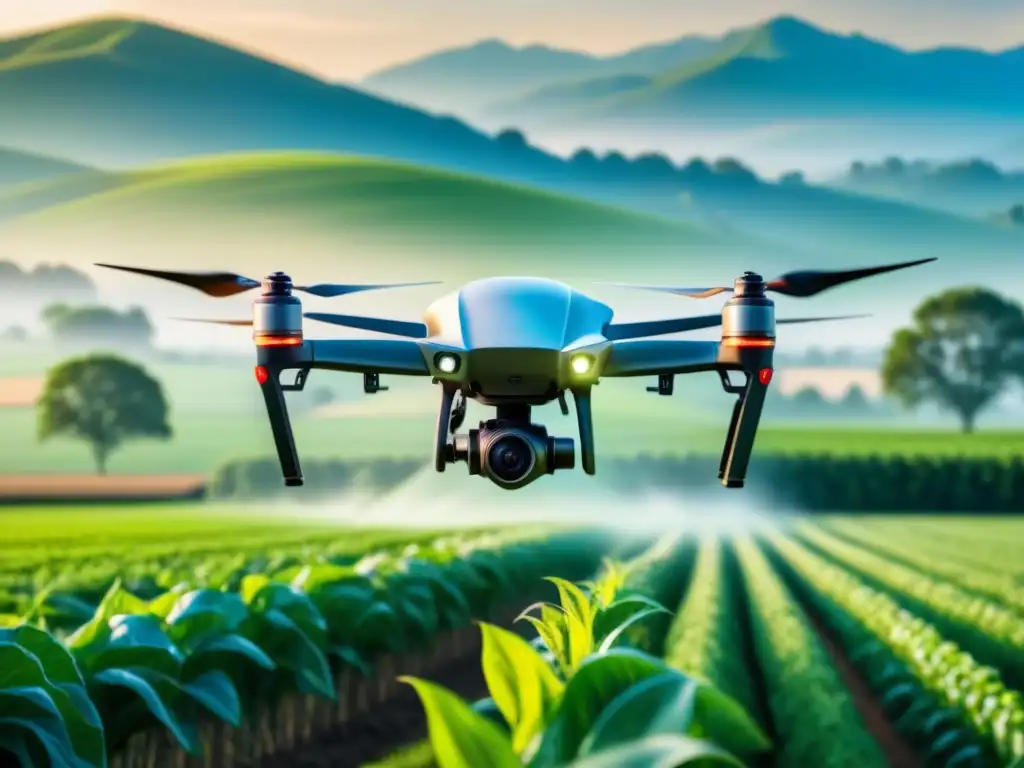 Un dron de agricultura de precisión con tecnología IoT en industrias diversas
