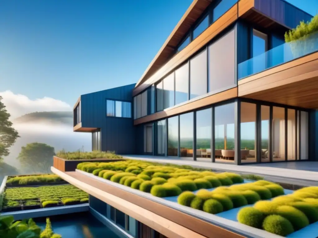 Edificio sostenible con materiales ecológicos integrados en armonía con la naturaleza
