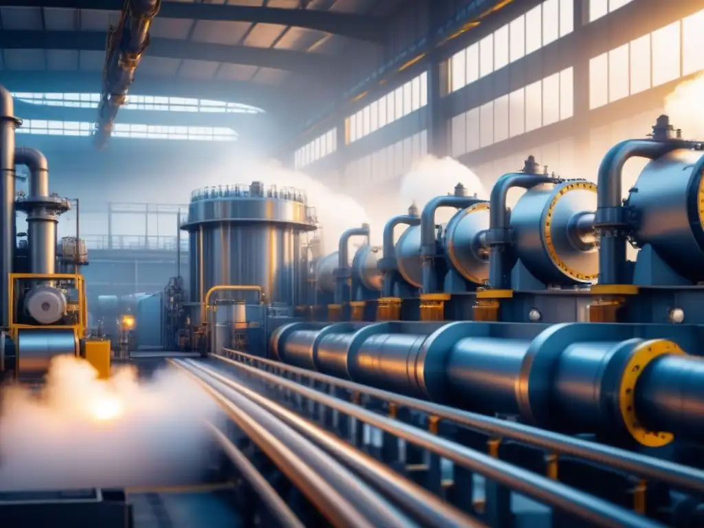 Eficiencia operativa en la industria de recuperación de energía con maquinaria industrial de alta tecnología en fábrica moderna