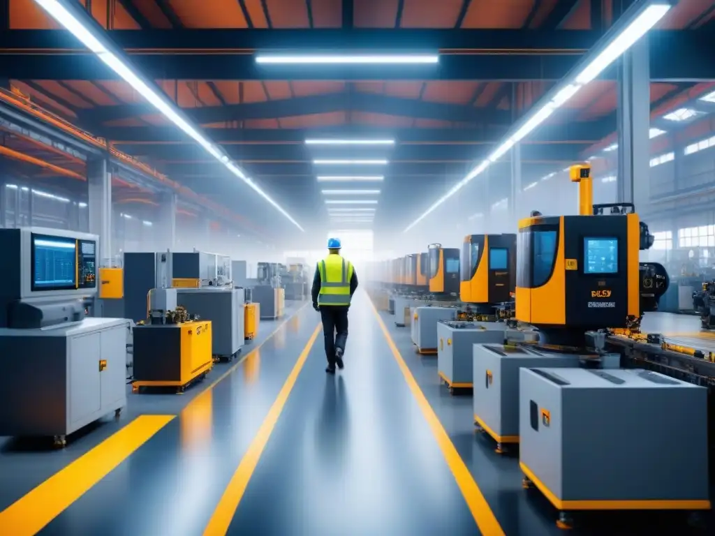Eficiencia y productividad en plataformas B2B para empresas industriales, fábrica moderna con maquinaria avanzada y trabajadores especializados