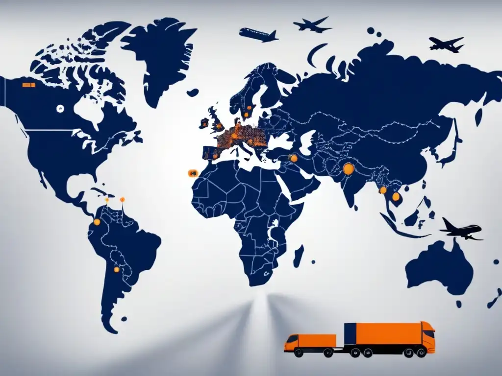 Eficiencia y velocidad en el transporte eficaz en cadena suministro: redes interconectadas de medios de transporte en un mapa estilizado