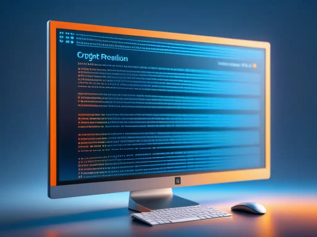 Un elegante código en pantalla de computadora simbolizando la protección de derechos de autor en software