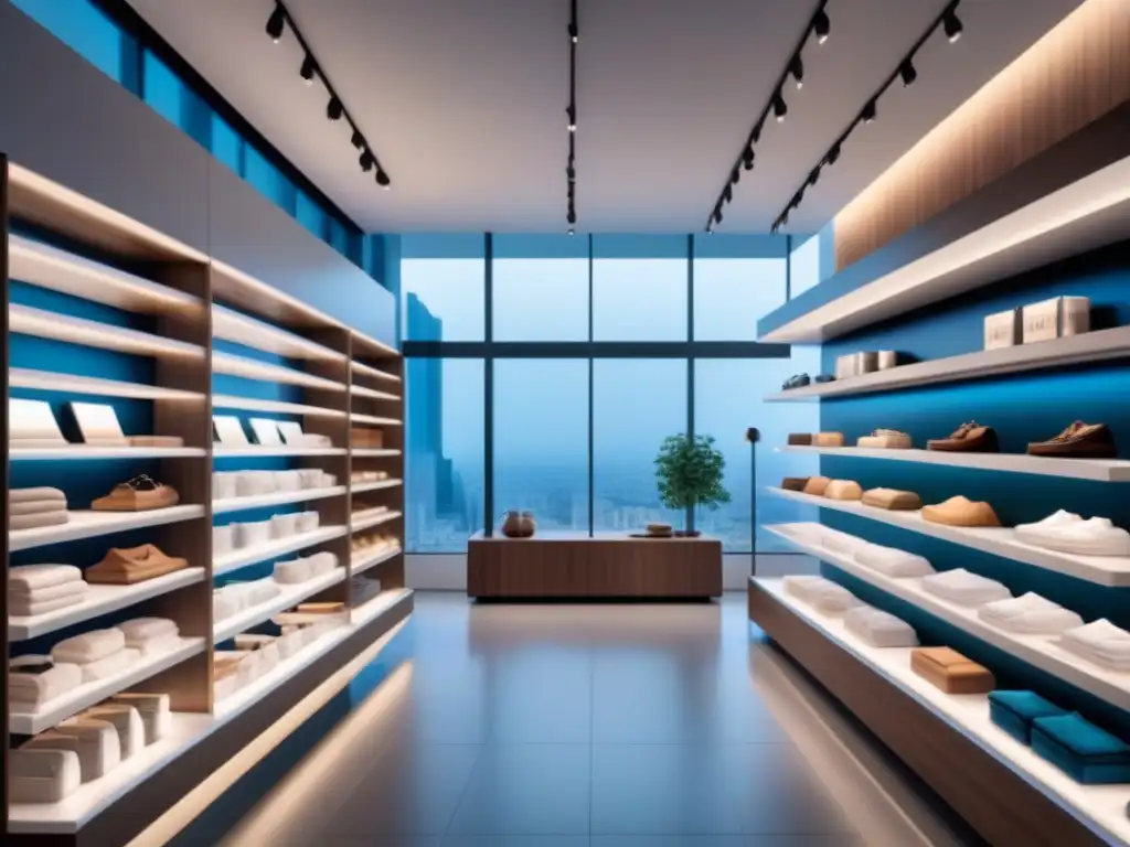 Elegante tienda con diseño minimalista, productos ordenados y luz natural