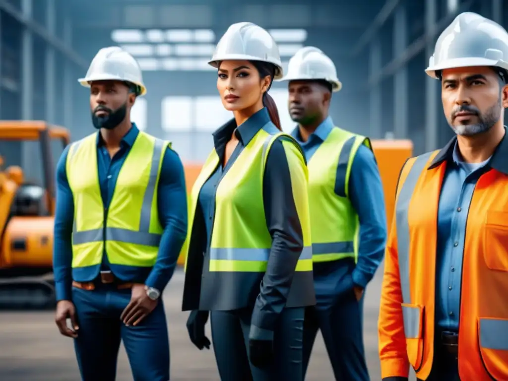 Equipo de trabajadores industriales seguros protegiendo la industria