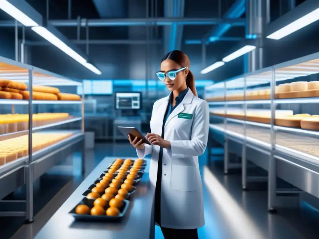 Un escenario futurista de producción de alimentos con tecnología de realidad aumentada