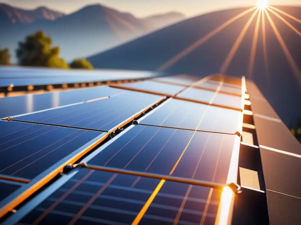 Un escenario futurista donde aplicaciones láser en energías renovables optimizan paneles solares bajo el sol brillante