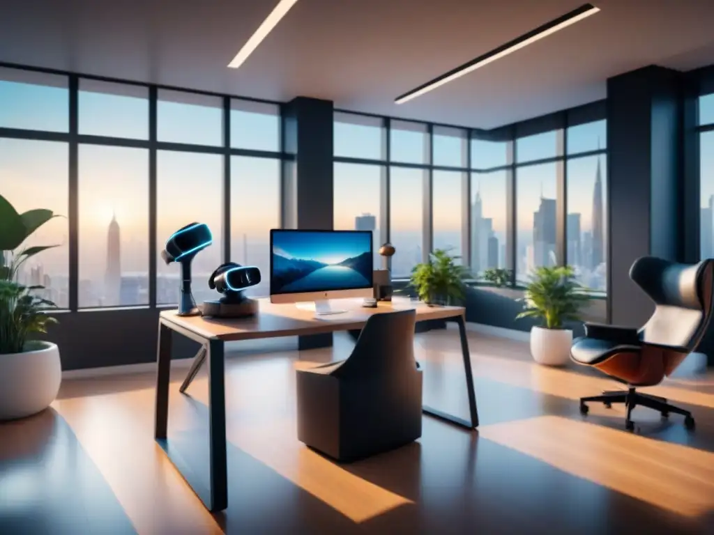 Espacio de oficina futurista con tecnología innovadora para startups