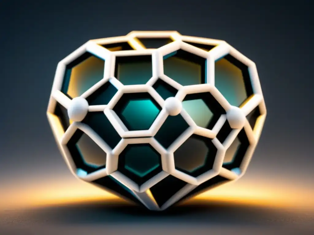 Estructura cristalina de nitruro de boro hexagonal en blanco y negro, clave en materiales bidimensionales en nanotecnología