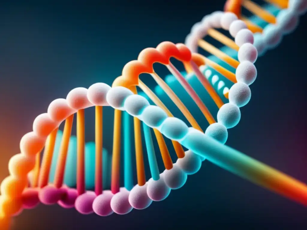 DNA en colores: innovación y biotecnología Estructura de ADN en diseño minimalista y vibrante, simbolizando innovación y biotecnología
