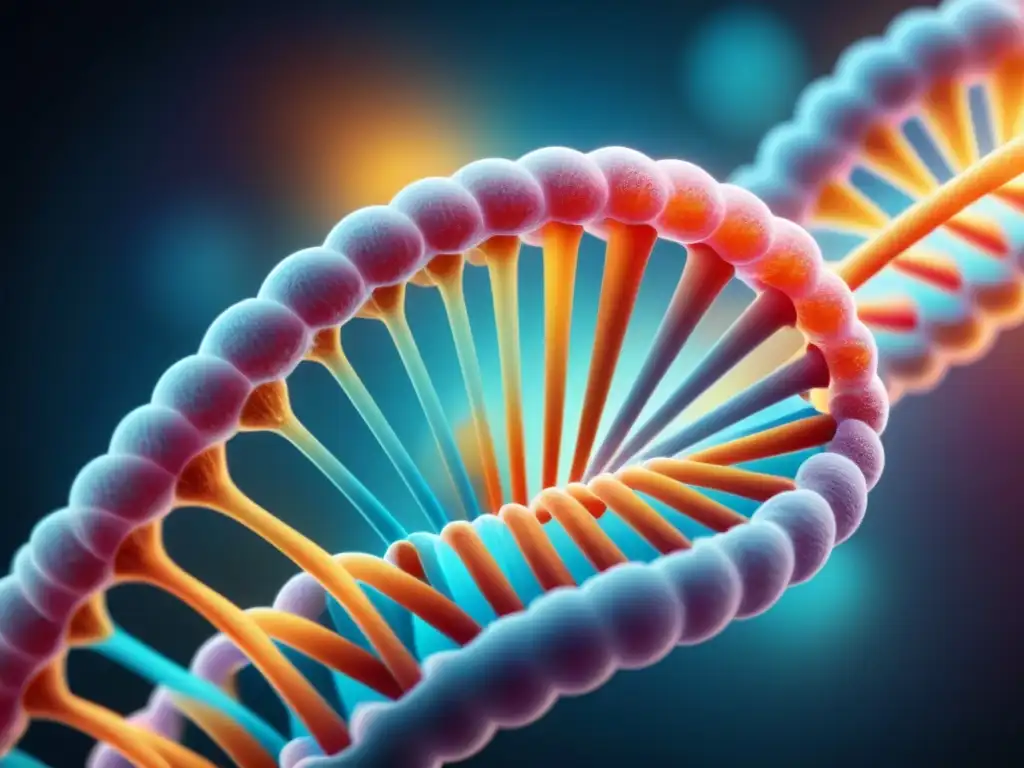 Estructura de doble hélice de ADN con ARNm, destacando la belleza y complejidad de Avances en vacunas de ARNm