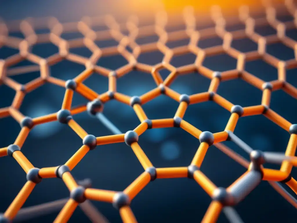 Estructura de grafeno detallada en un patrón hexagonal, resaltando su precisión atómica