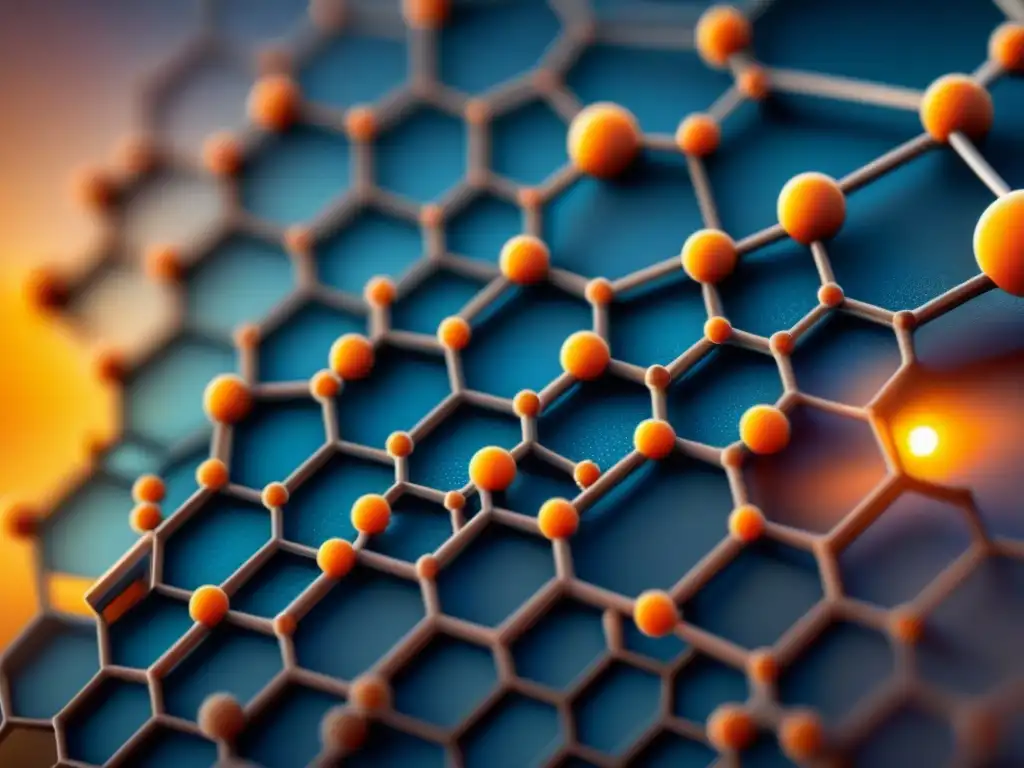 Estructura hexagonal de átomos de carbono a nivel atómico, destacando la elegancia del grafeno