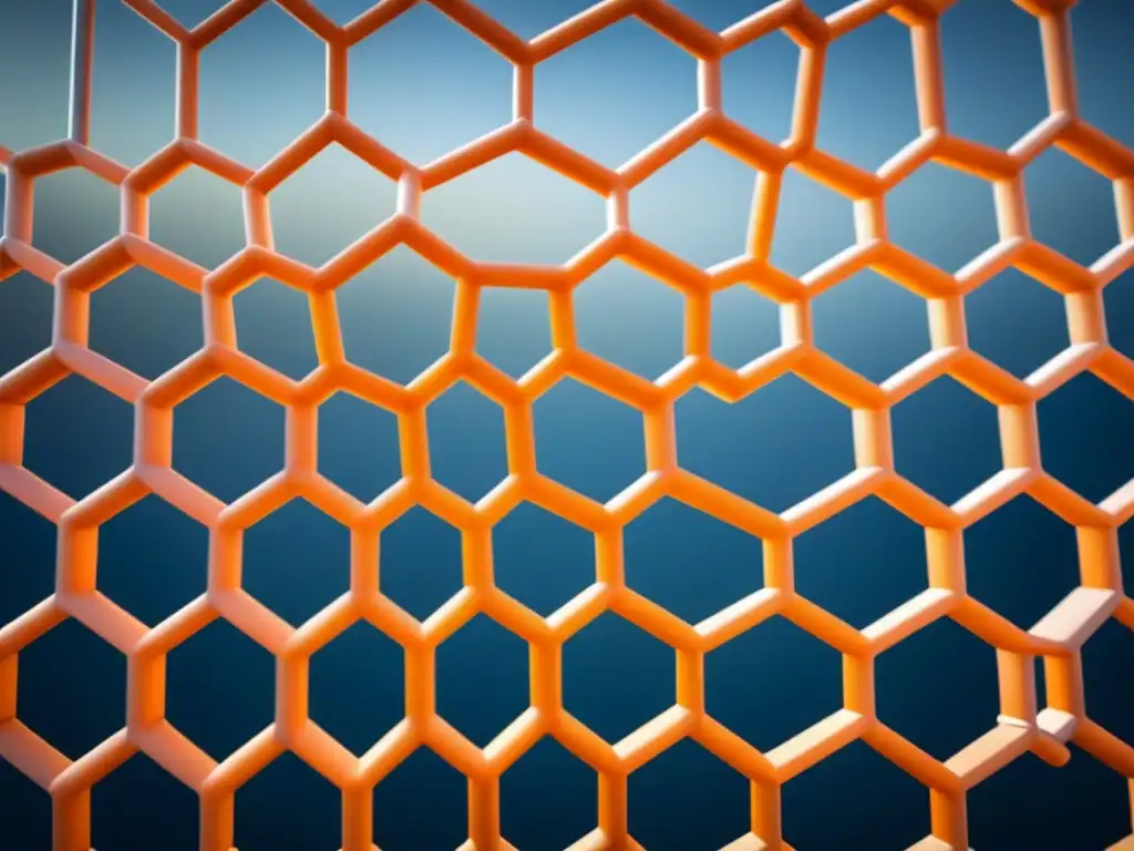 Estructura hexagonal de átomos de carbono unidos en una lámina de grafeno, destacando sus aplicaciones revolucionarias