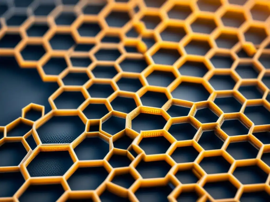 Estructura hexagonal de grafeno a nivel atómico, destacando la perfección y complejidad del material