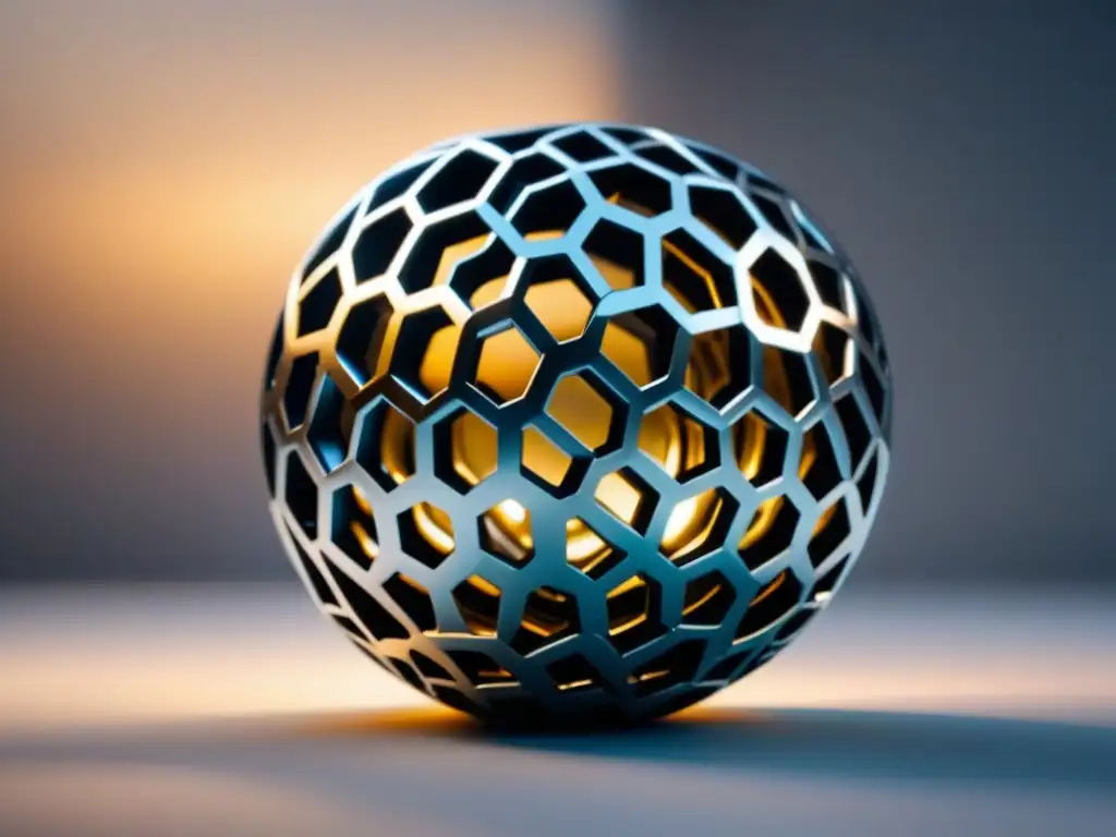 Estructura metálica 3D: diseño futurista y vanguardista Estructura de metal 3D impresa en una trama futurista, sobre fondo blanco