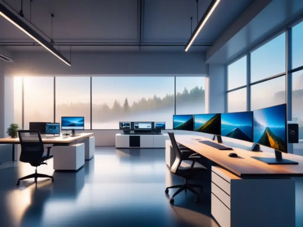 Estudio de diseño industrial futurista: integración de Big Data Estudio de diseño industrial futurista con Big Data, alta tecnología y luz natural