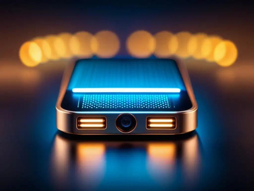 Microdispositivo futurista con circuitos brillantes en fondo oscuro Innovación en microdispositivos para experiencia usuario redefine