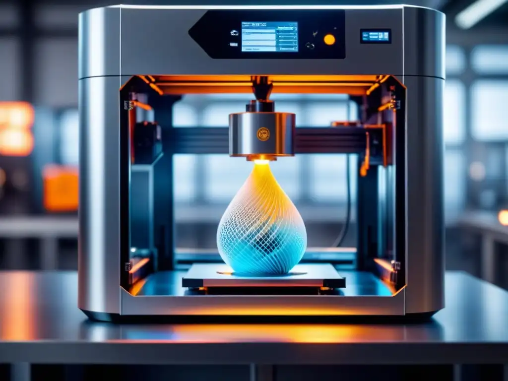 Avanzada impresora 3D de metal en acción Fascinante impresión 3D de metales en acción, en un entorno industrial de alta tecnología