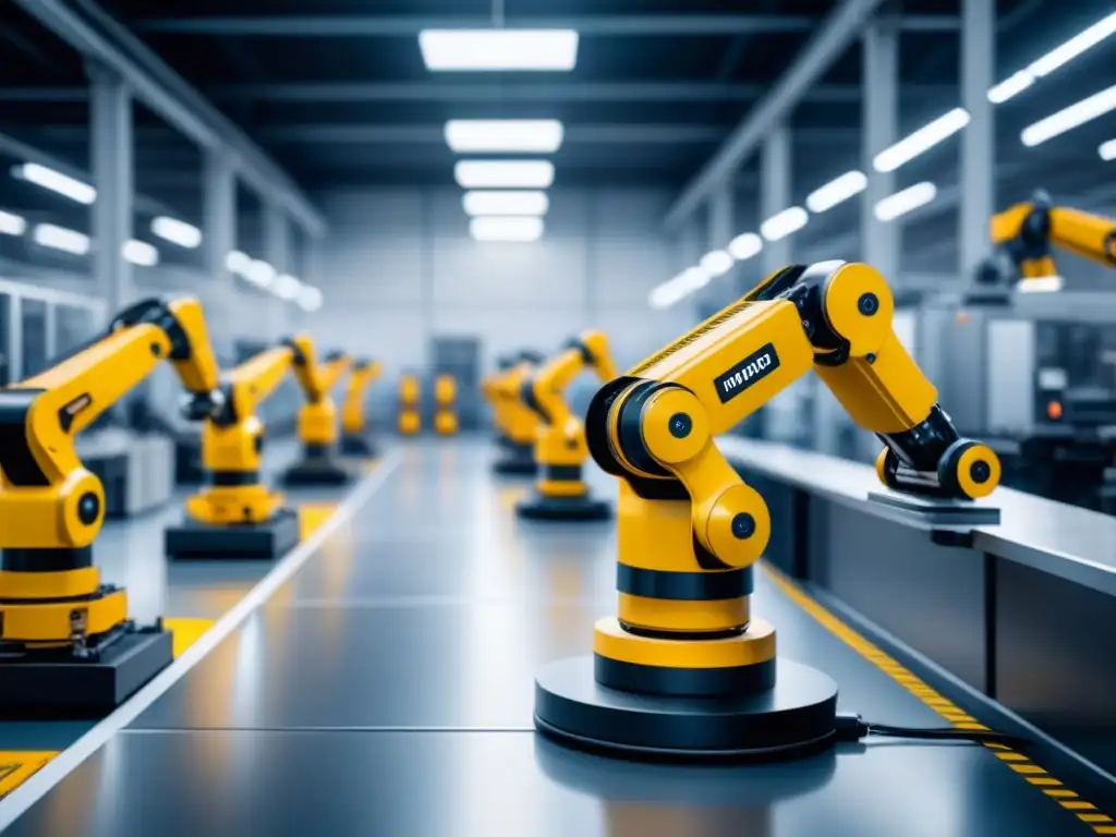 Producción flexible automatizada en demanda: Robots trabajando en armonía en una fábrica moderna y ordenada