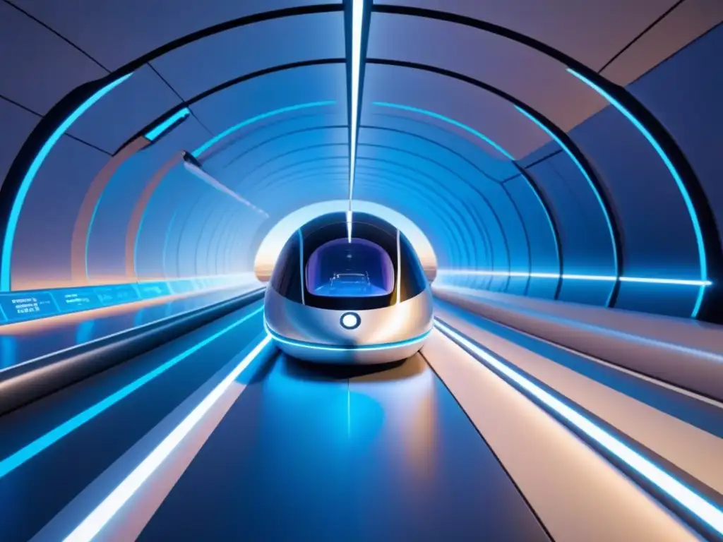 Futurista Hyperloop surca túnel hightech, conectando ciudades globales