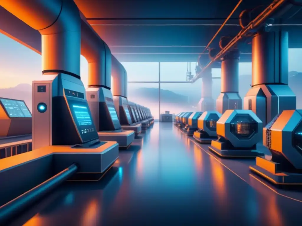 Industria futurista: fábrica IoT integrada Futurista fábrica industrial conectada por IoT, mostrando la integración de seguridad en IIoT revolucionando industria