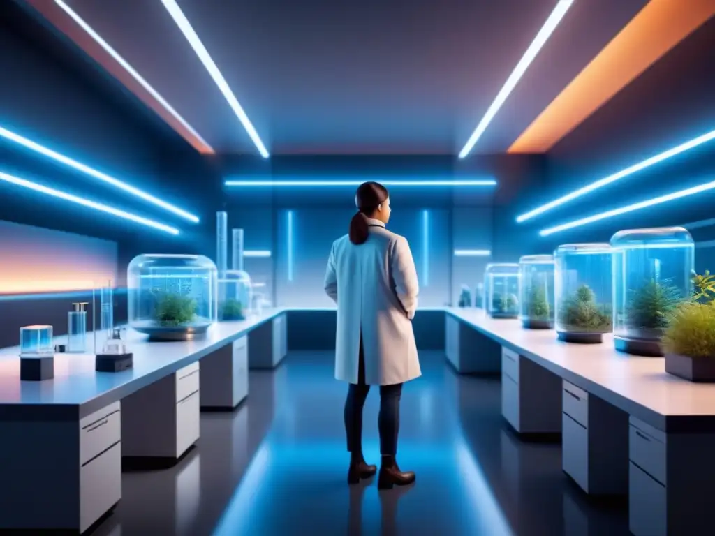 Lab futurista con sensores ambientales avanzados Ilustración futurista de laboratorio con sensores ambientales avanzados en entorno high-tech y estética profesional