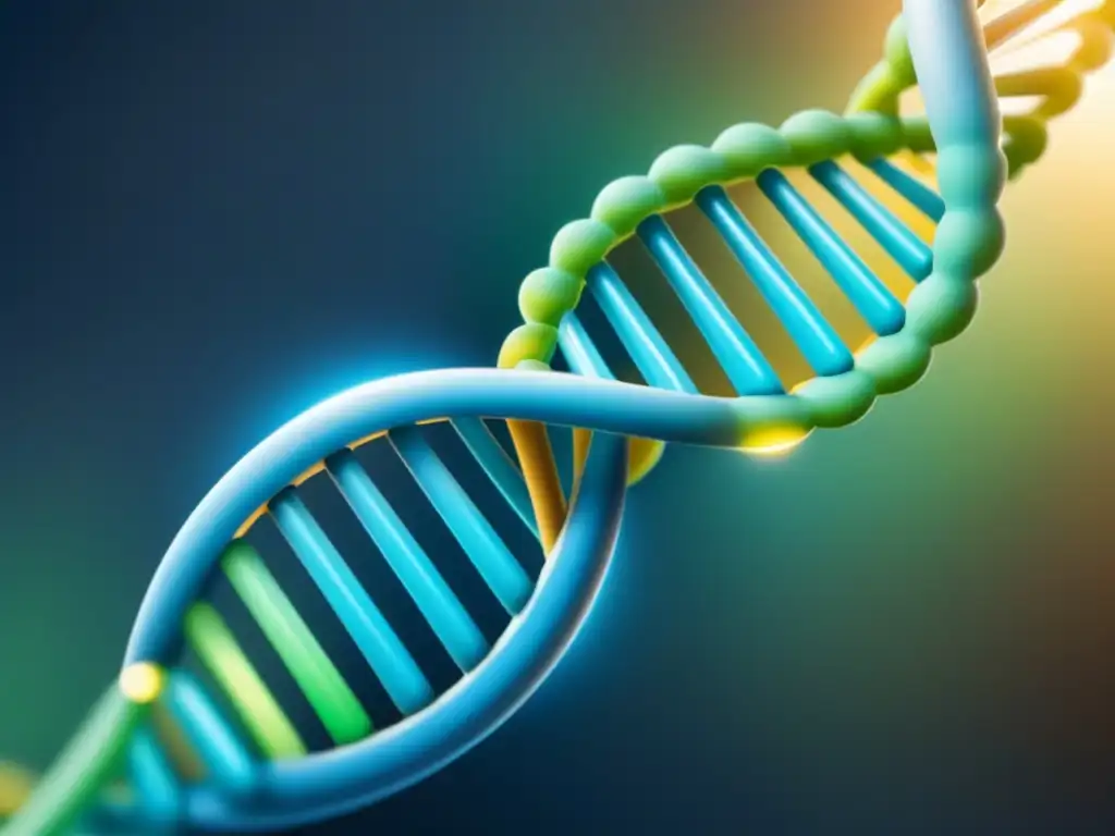 Ilustración futurista y minimalista de doble hélice de ADN transformándose en ARNm brillante, simbolizando la inmunización a nivel molecular