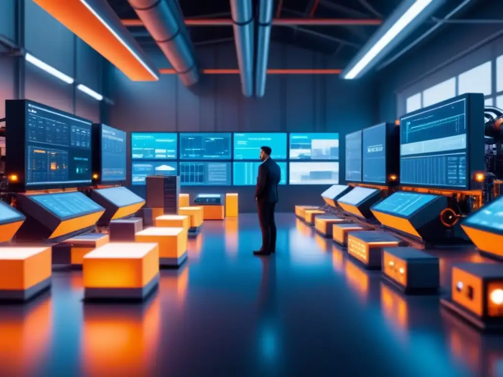 Planta industrial futurista con IoT integrado Futurista planta industrial con IoT optimizando procesos