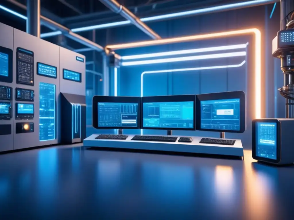 Planta industrial futurista y segura en IIoT Futurista planta industrial con seguridad en IIoT revolucionando industria