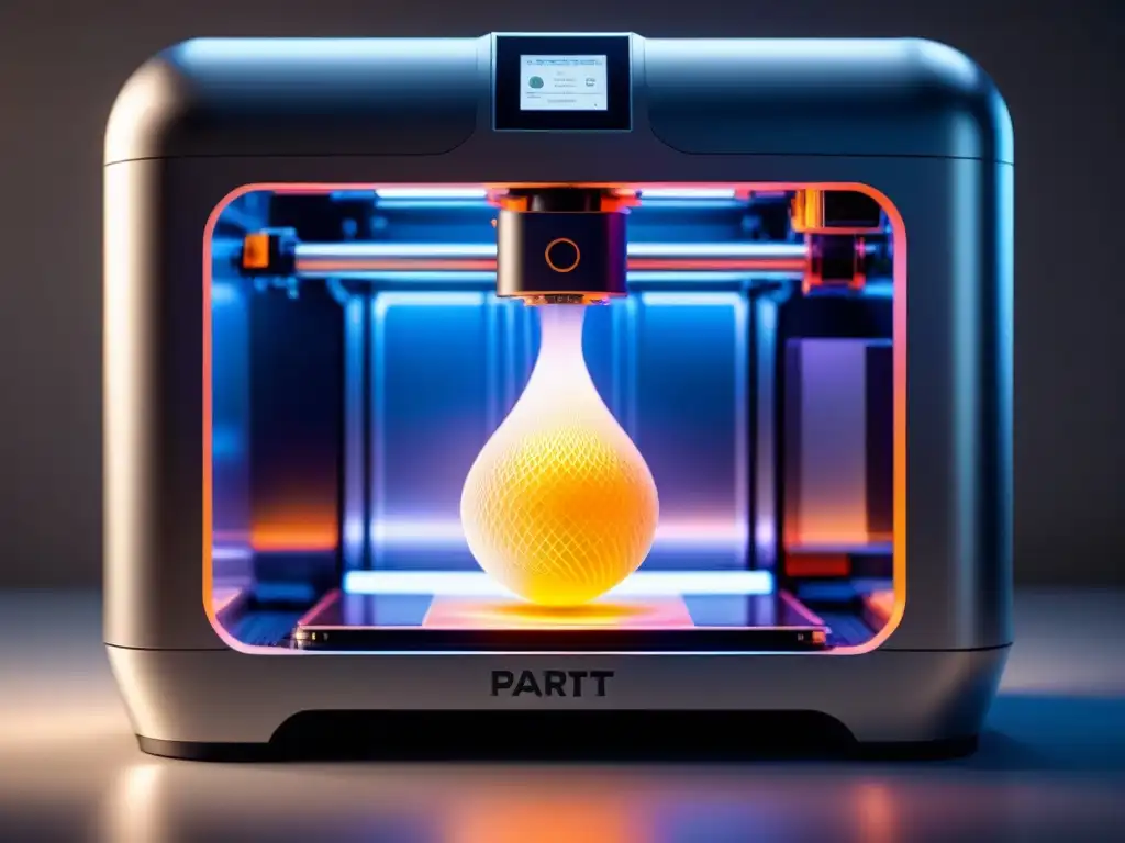 Un 3D printer futurista crea un producto personalizado con precisión