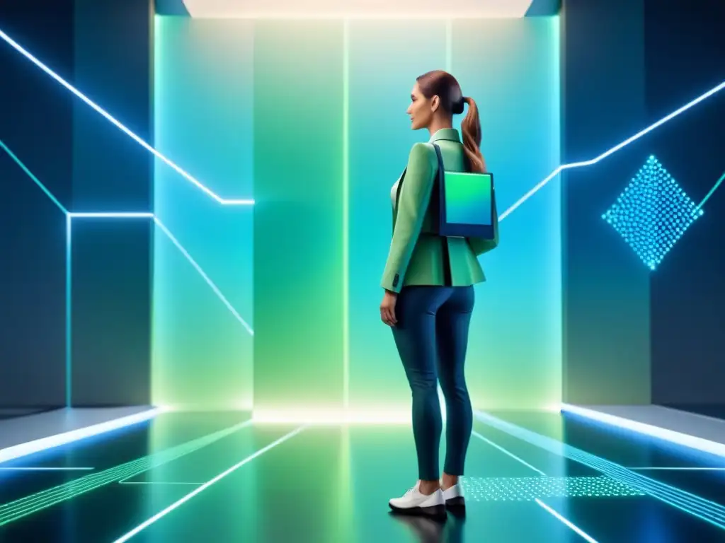 Futurista red de datos e gráficos conectados, simbolizando análisis predictivo en industrias emergentes