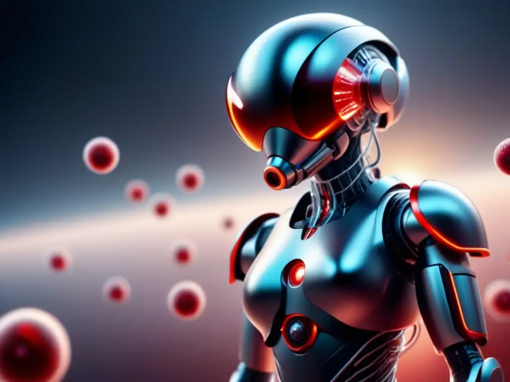 Nanorobot futurista en la sangre, revolucionando tratamiento cáncer con nanomedicina