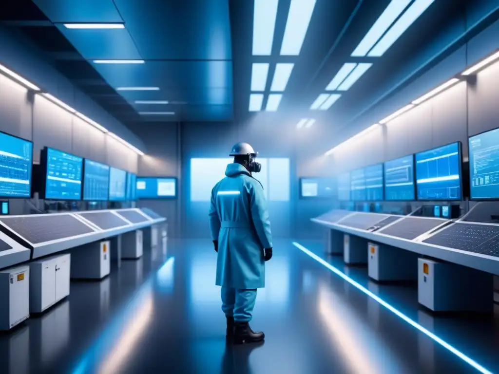 Instalación futurista con tecnología avanzada para prevenir contaminación industrial