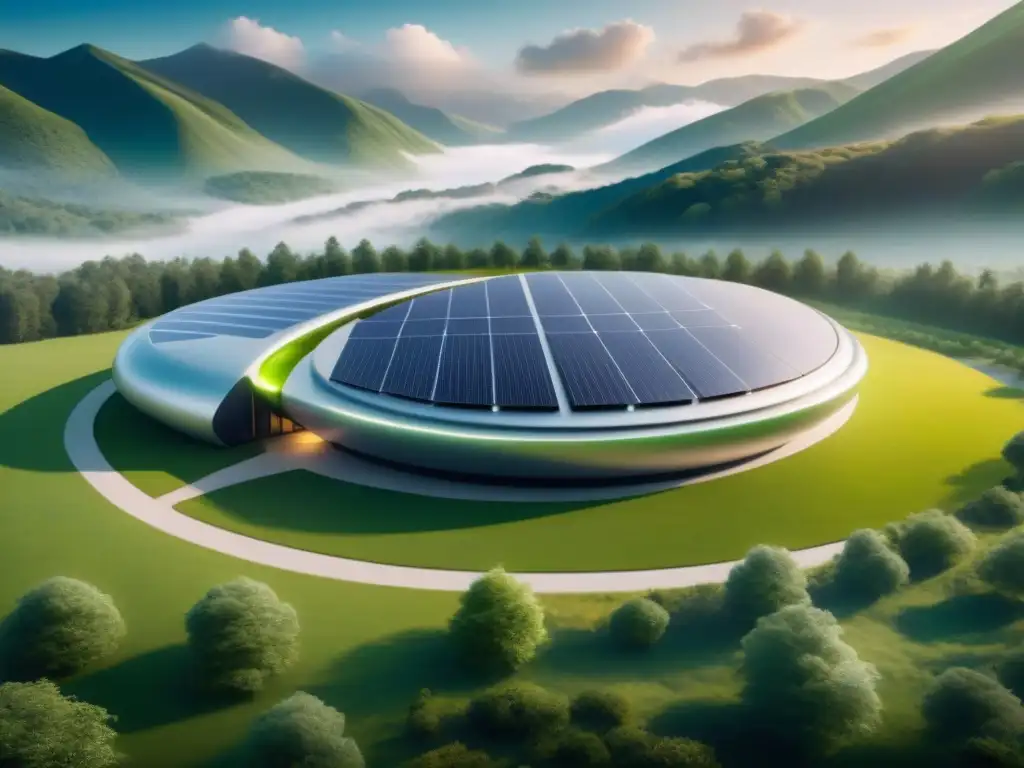 Futuro sostenible: Almacenamiento energía gravedad viable futuro en instalación energética futurista y verde