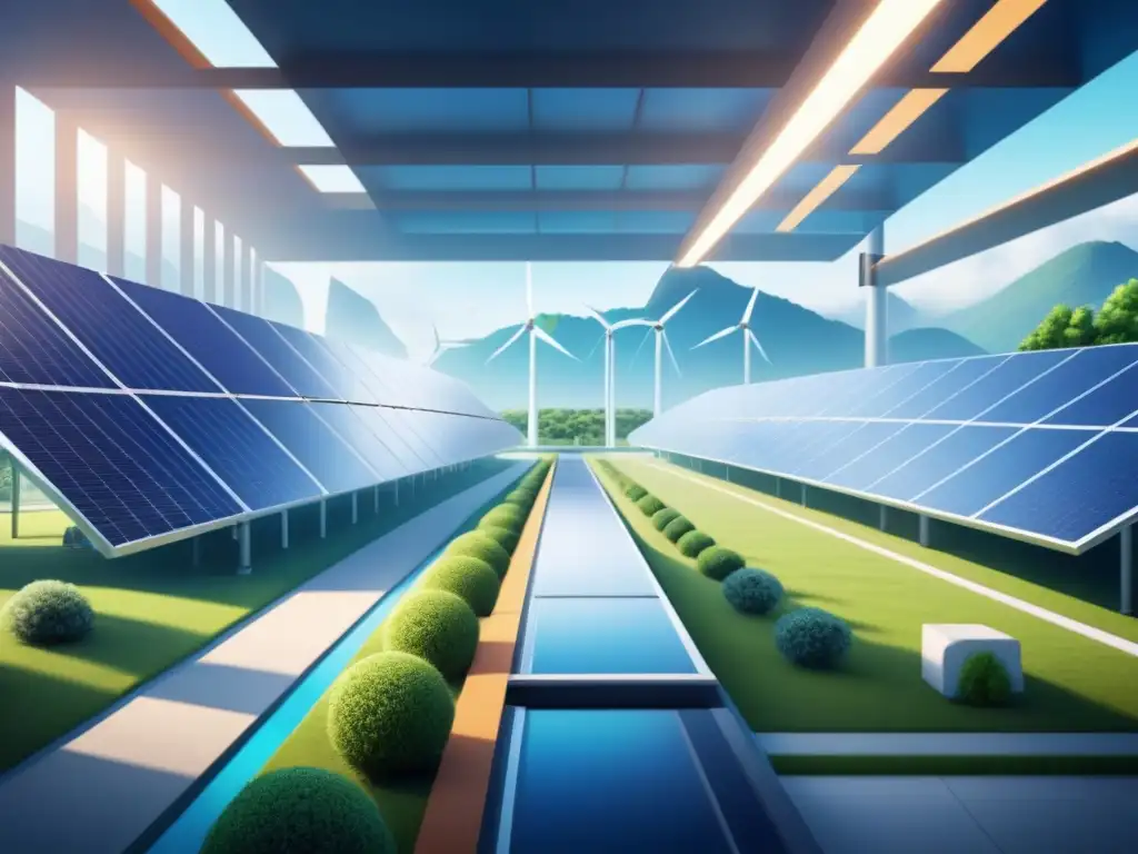 Un futuro sostenible: Instalación industrial moderna con eficiencia energética y AI