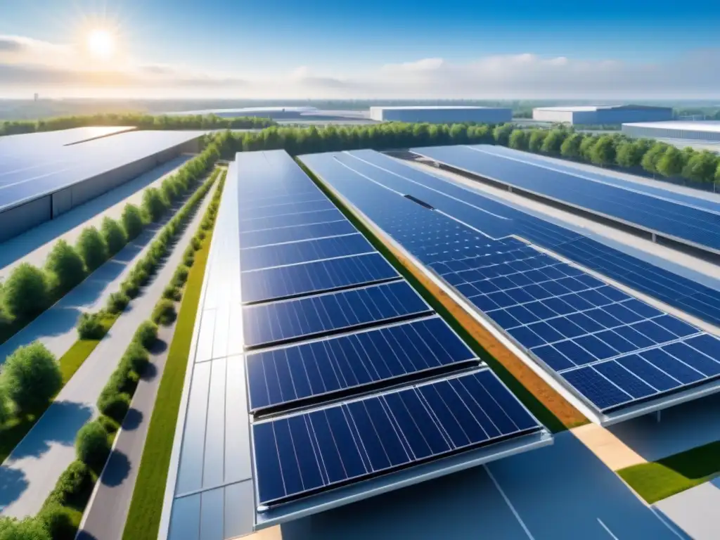 Un futuro sostenible: moderna industria con paneles solares