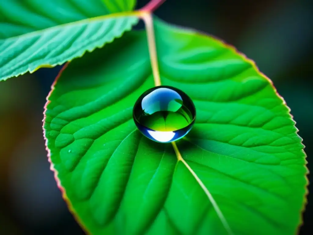 Gotas de agua en hoja verde, muestra soluciones innovadoras gestión sostenible agua