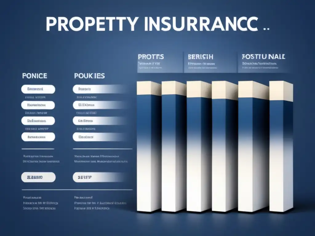 Gráfico comparativo elegante y moderno de seguros de propiedad y accidentes, destacando coberturas, beneficios y precios